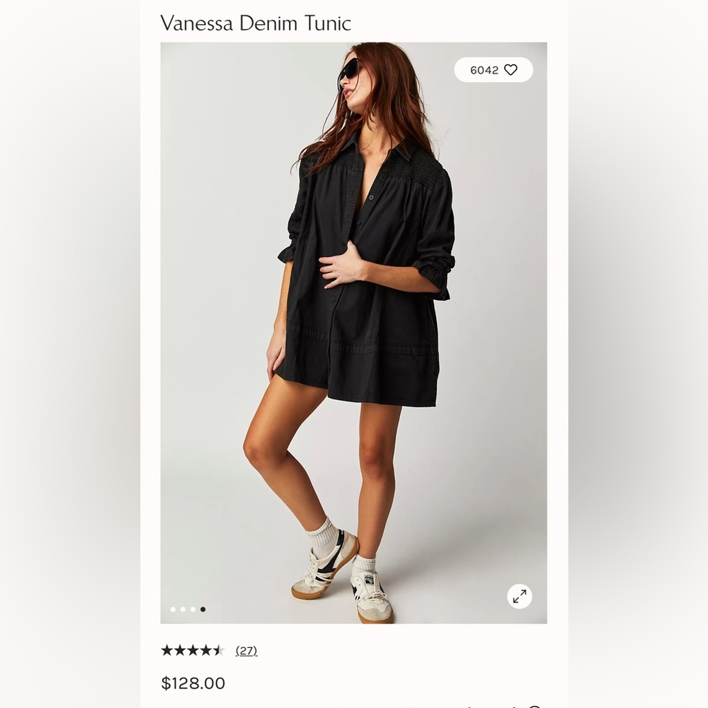 Free People Vanessa Denim Tunic (Black/noir). Brand new with tags!